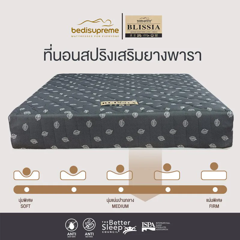 ที่นอนสปริงเสริมยางพาราแท้ รุ่น BLISSIA