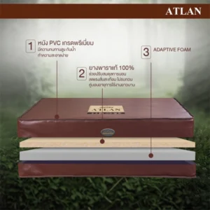 ที่นอนยางพาราแท้ 100% Latex หุ้มด้วยหนัง PVC ป้องกันคราบสกปรก รุ่น ATLAN