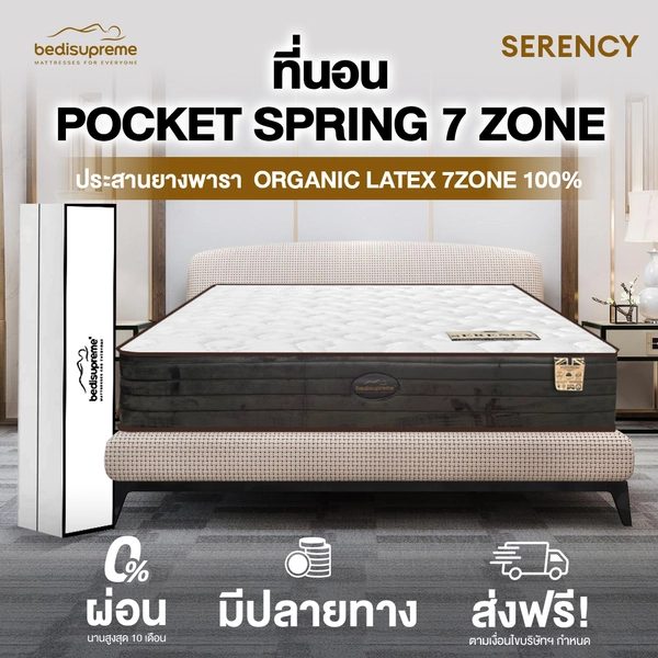 ที่นอน Pocket Spring 7Zone ประสานยางพารา Organic 7Zone100% รุ่น Serency
