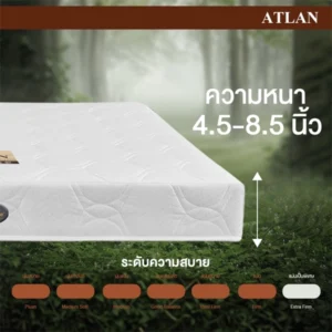ที่นอนยางพาราแท้ 100% Latex หุ้มผ้าแจ็คการ์ด กันไรฝุ่น รุ่น ATLAN