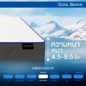 ที่นอนสูญญากาศ ที่นอน COOLING MEMORY FOAM ประสานด้วย HI-DENSITY ORGANIC OPEN CELL BASE รุ่น COOL SENCE