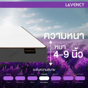 ที่นอน HI-DENSITY ORGANIC OPEN CELL BASE ที่เหนือกว่า ที่นอนยางพารา มีสารสกัดจากลาเวนเดอร์ รุ่น LAVENCY