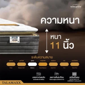 ที่นอนยางพาราแท้100% แบบฉีดขึ้นรูป Ultra hybrid ประสานด้วย Carbon super spring รุ่น TALAMAXX