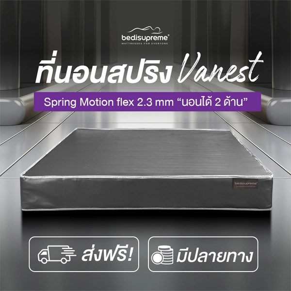 ที่นอนสปริง ระบบ SPRING MOTION FLEX 2.3 หุ้มหนังPVC รุ่น Vanest